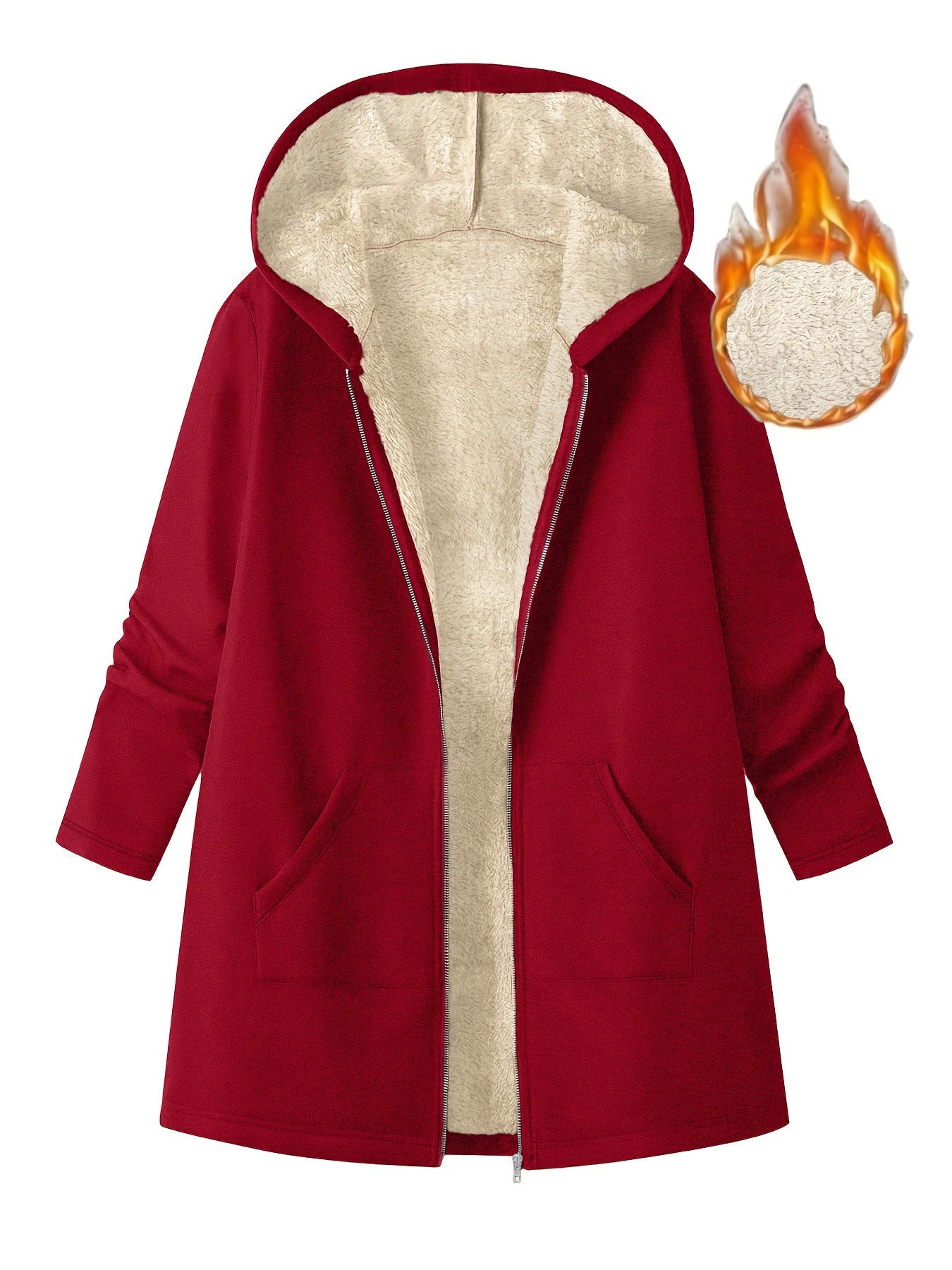 Mid-length Hooded Solid Color With Fur Coats