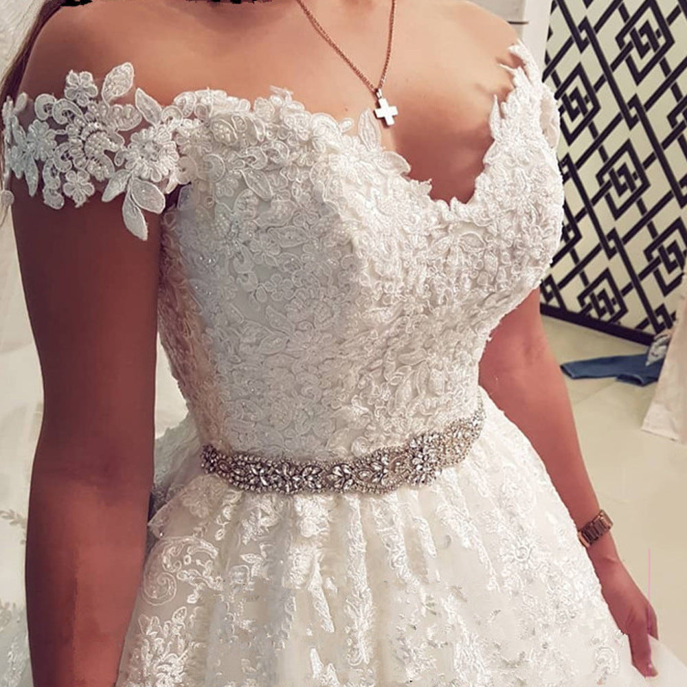 Fashion White Elegant Mid Waist A- Wedding Dresses