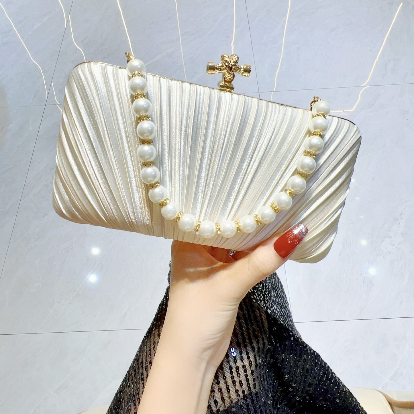 Classy Pretty Pleated Dinner Clutch Cross Evening Bags