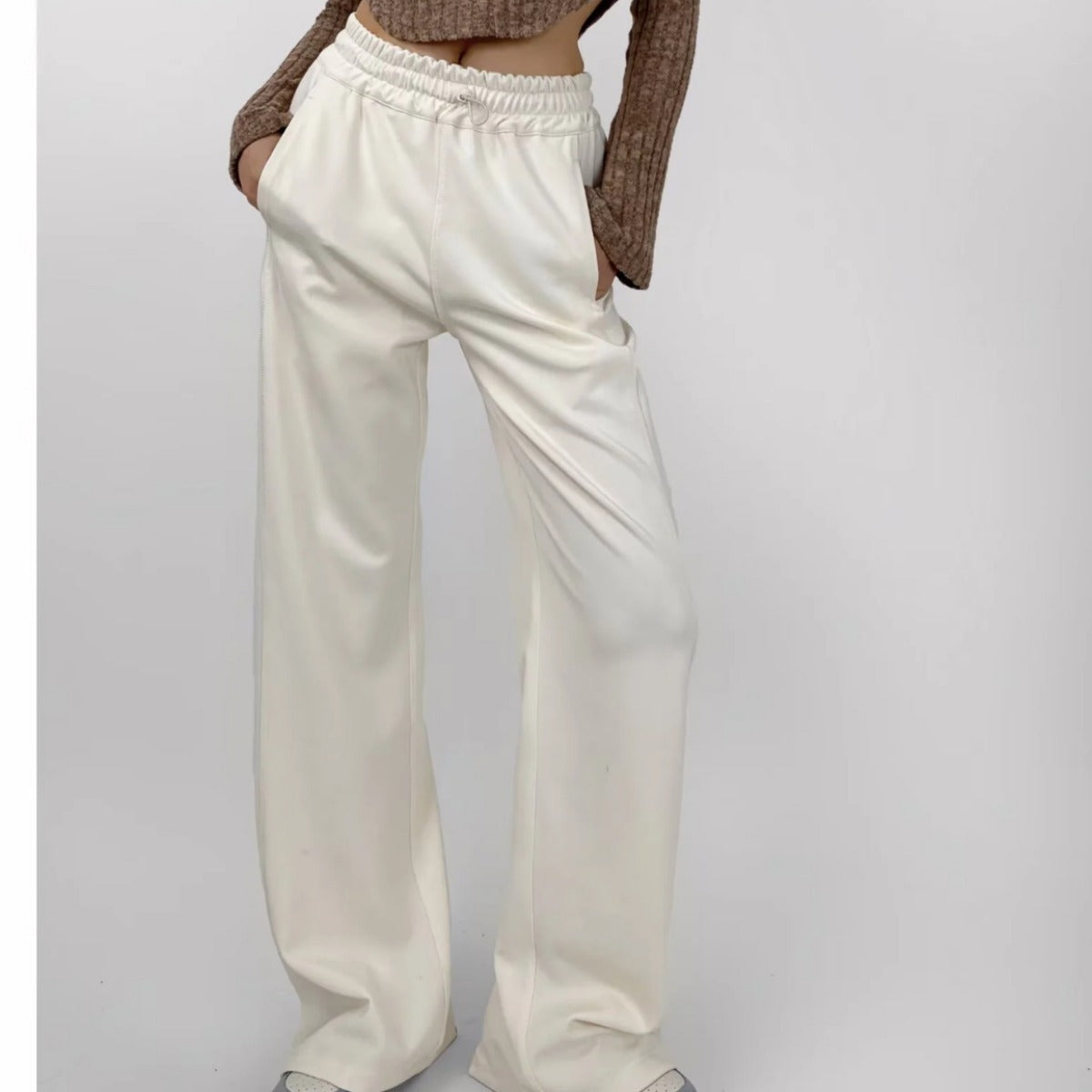 Women's Clothes American Drawstring Elastic Waist Open Line Pocket Pants