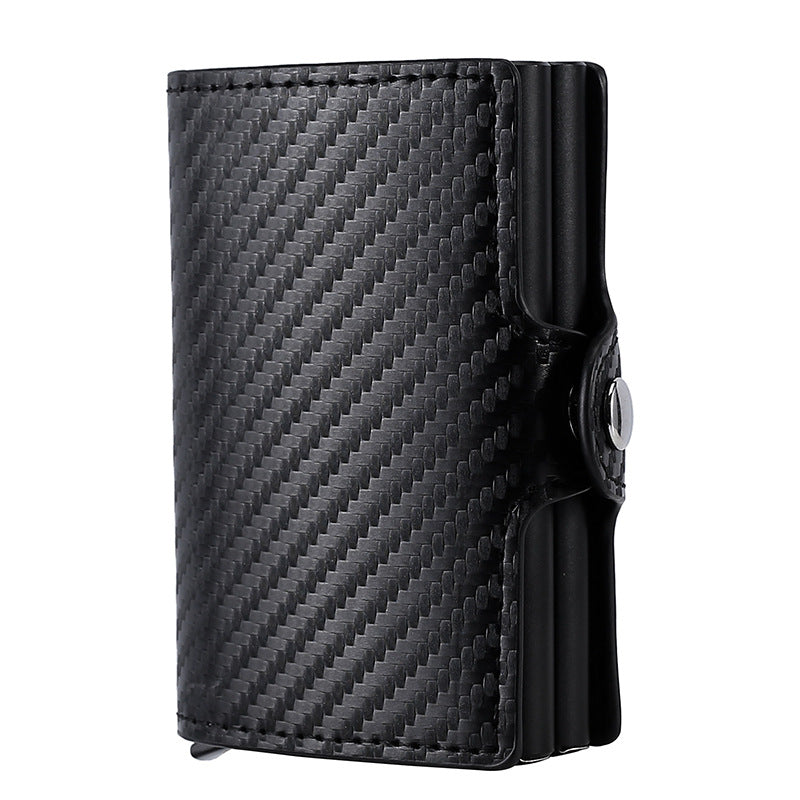 Men's Automatic Pop-up Metal Integrated Carbon Fiber Pattern Card Holder