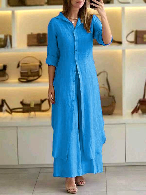 Women's Urban Elegant Cotton Linen Waisted Long-sleeved Suits