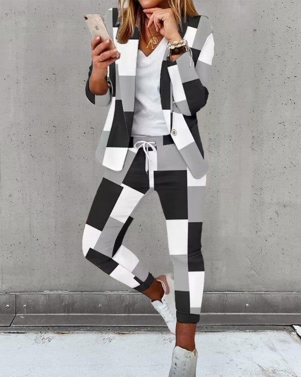 Women's Fashion Printed Long-sleeved Casual Small For Suits