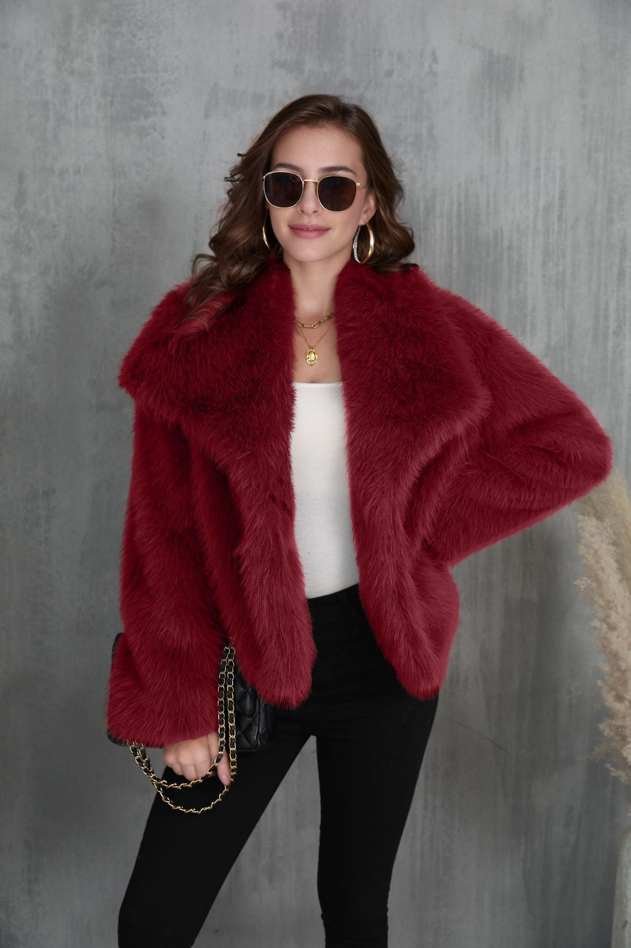 Women's Fur Large Lapel Faux Fashion Fox Coats