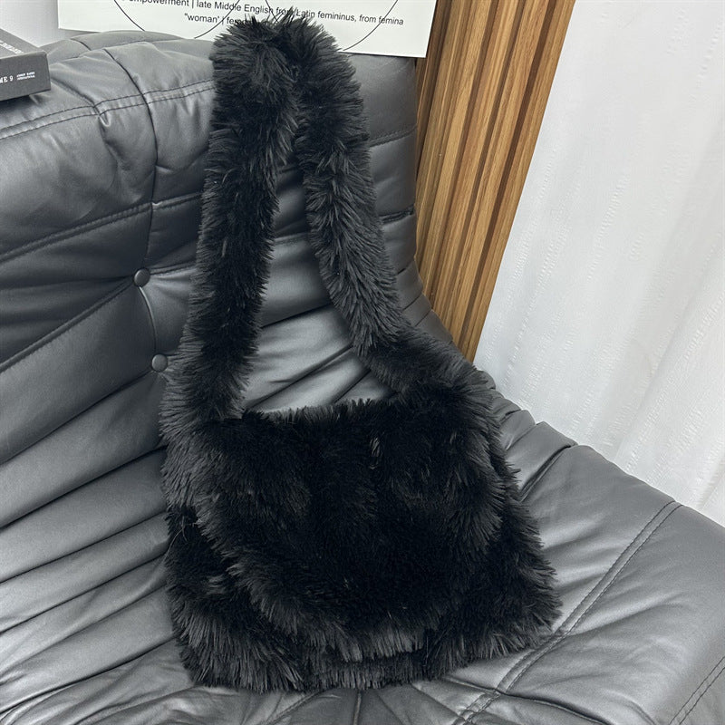 Imitation Fur Plush Candy Color Cute Shoulder Bags