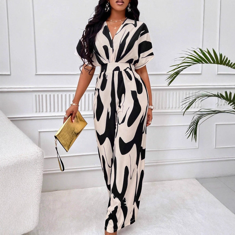 Graceful Durable Women's Sleeve Printed Fashion Jumpsuits