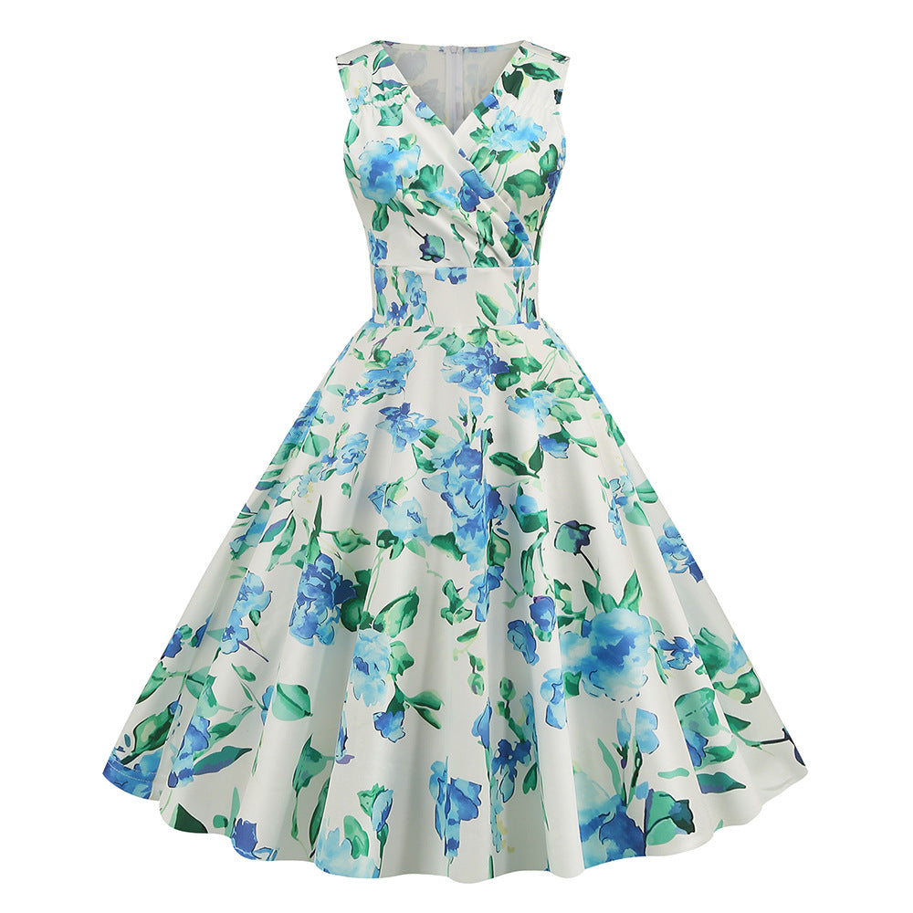 Party Style Vintage Printed Dress Cocktail Dresses