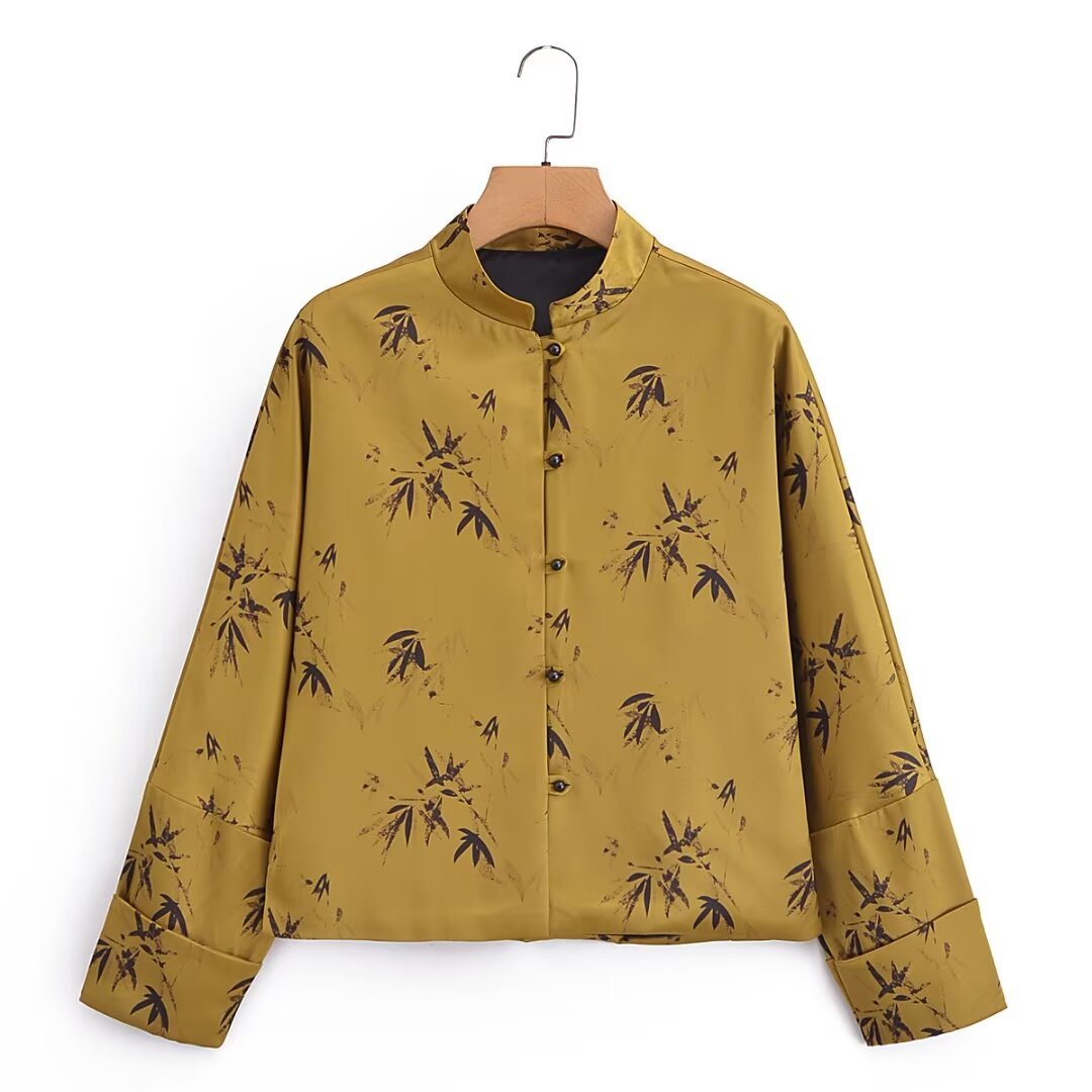 Women's Vintage Maple Leaf Printed Spring National Coats