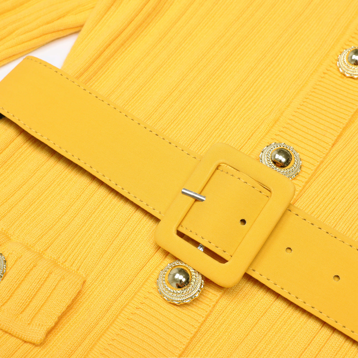 Round Neck Belt Knitted Slim Fit Dresses