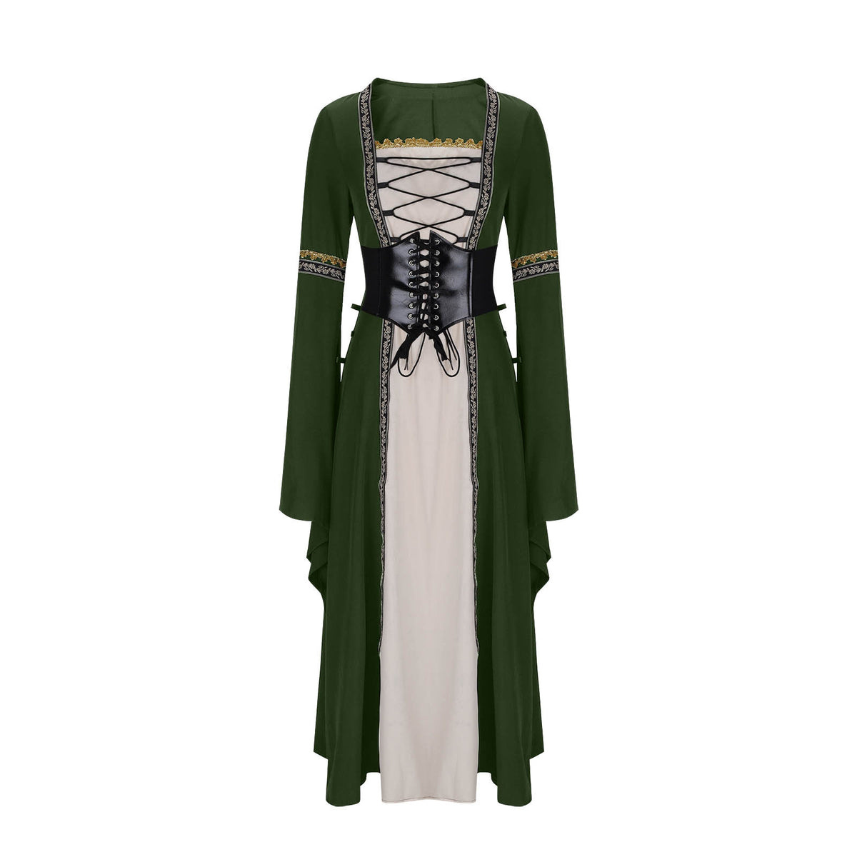 Women's Square Collar Long Sleeve Flare Lace Gothic Retro Clothing