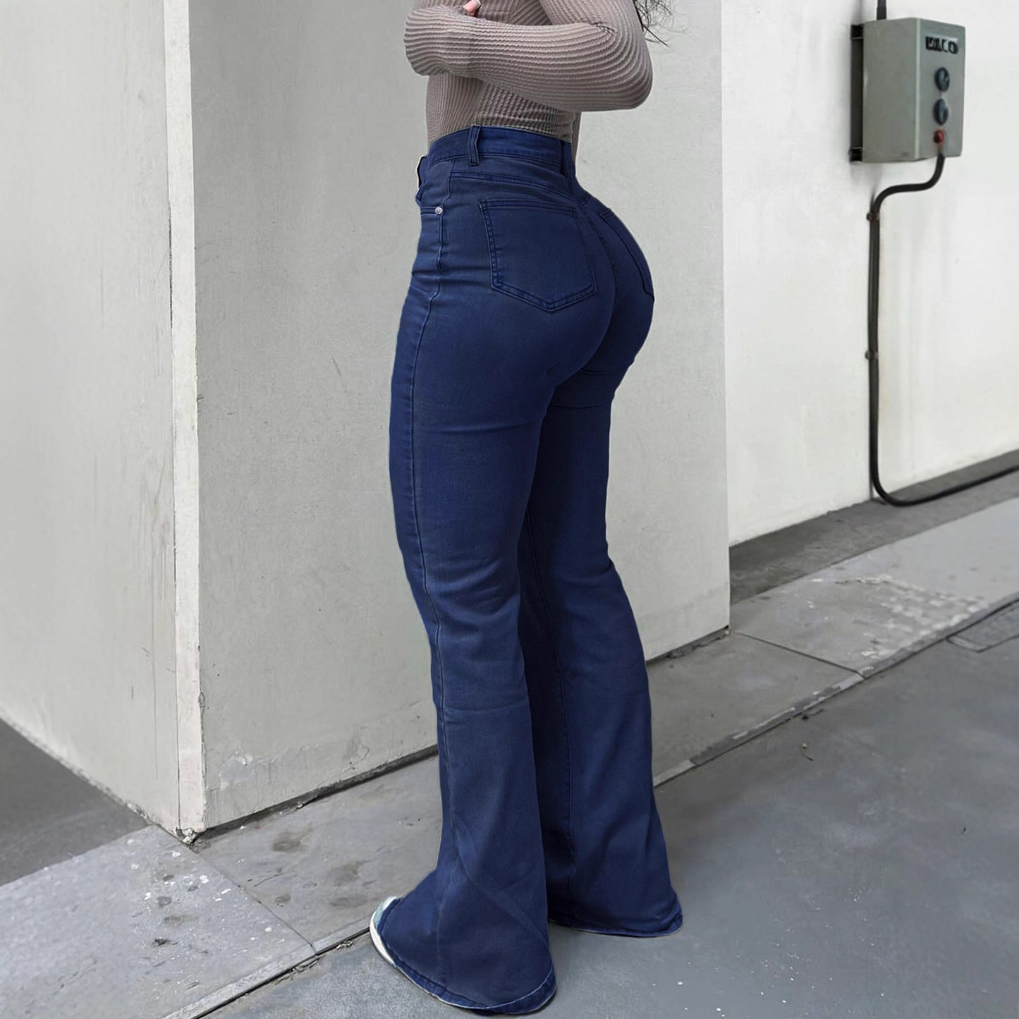 Women's Slim Fit Slimming Wide Leg Fat Hip Denim Clothing