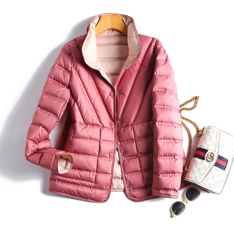 Wear Lightweight Warm Adhesive Fashion Stand Collar Single-breasted Jackets