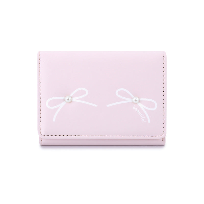 Women's Summer Bowknot Outing Cute Pearl Ladies Wallets