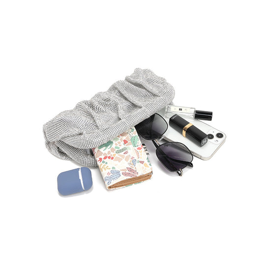 Women's Clouds Clip Pleated Clutch Diamond High-grade Evening Bags