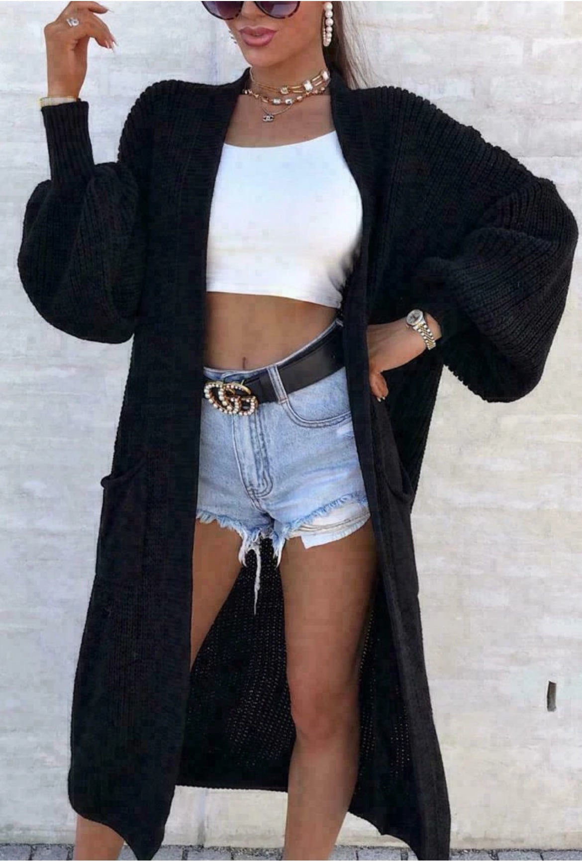 Women's Loose Long Lantern Sleeve Pocket For Knitwear