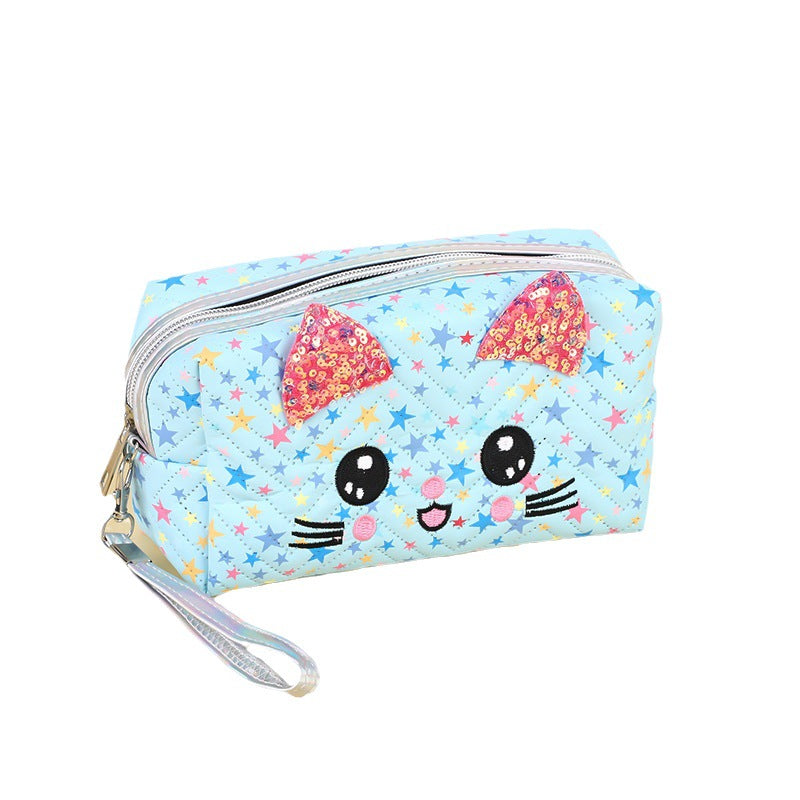 Gradient Cat Large Capacity Portable Cosmetics Travel Bags