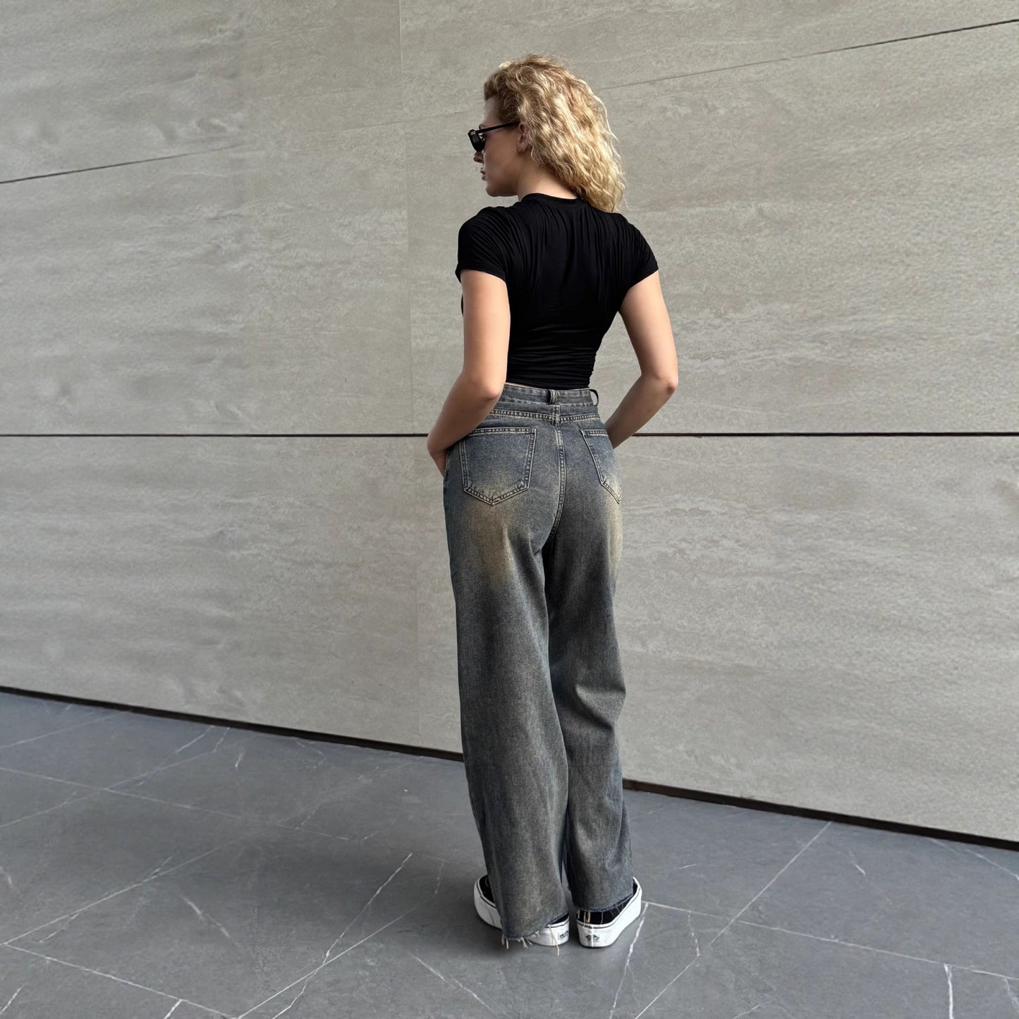 Worn Looking Washed-out Ripped Female Hot Jeans