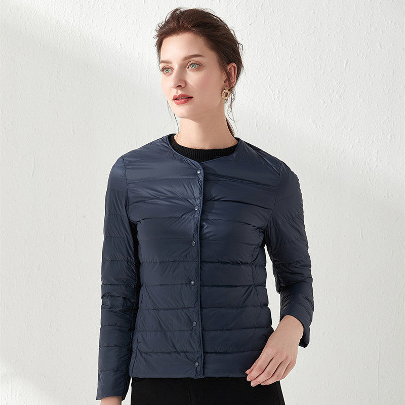 Women's Neck Slim Fit Large Collarless Long Jackets