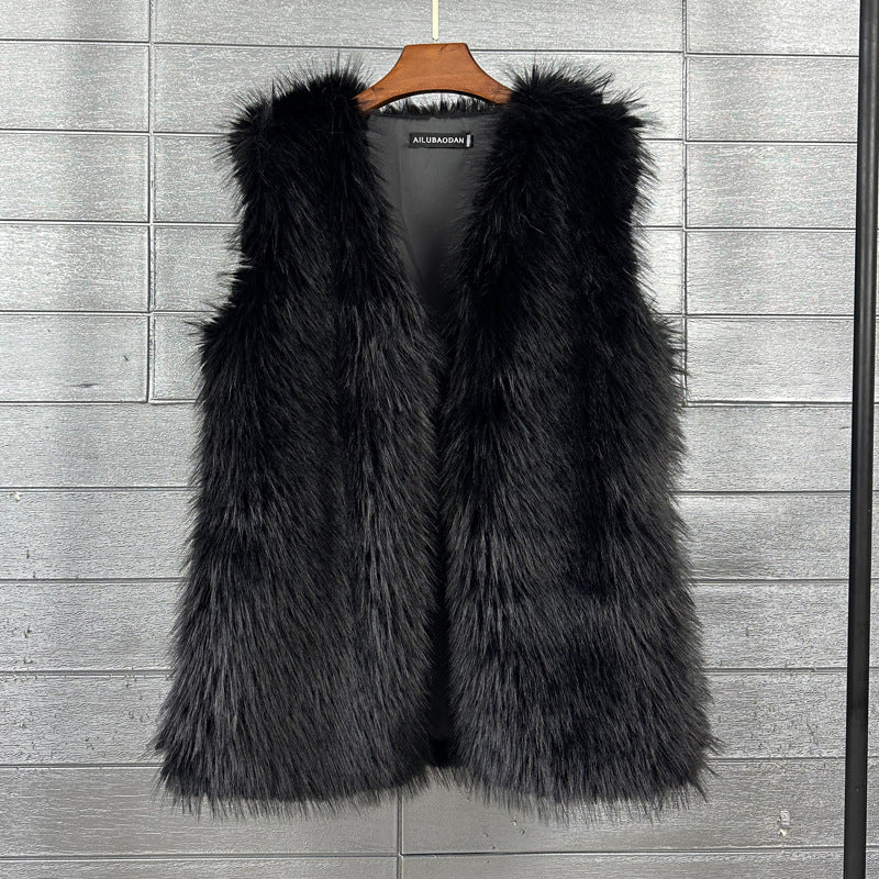 Women's Faux Camisole Fox Fur Winter Mid-length Coats