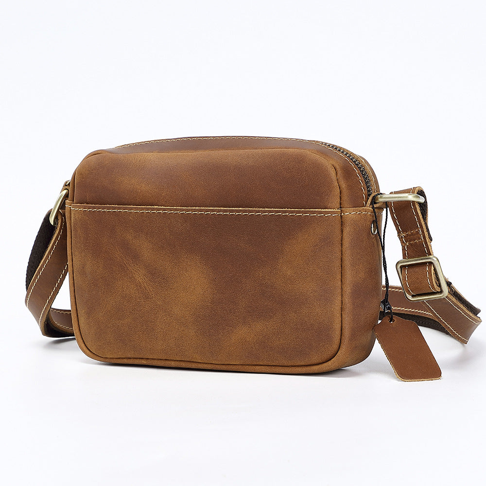 Men's Retro Crazy Horse Leather Cowhide Genuine Men's Shoulder Bags