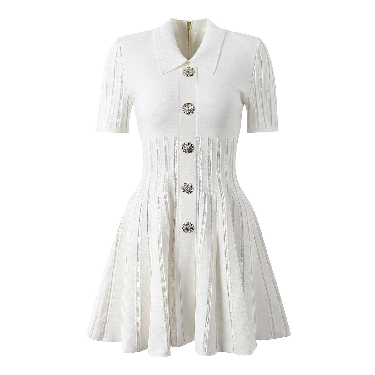 Women's Knitted Lapel Slim Slimming A- Line Dresses