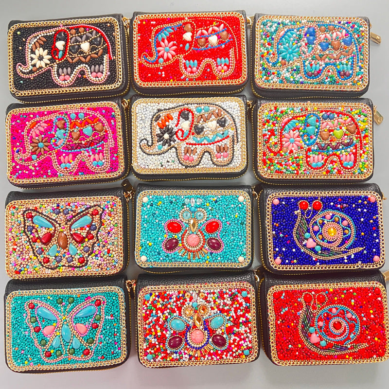 Ethnic Style Vintage Organ Handmade Bead Single Card Holder