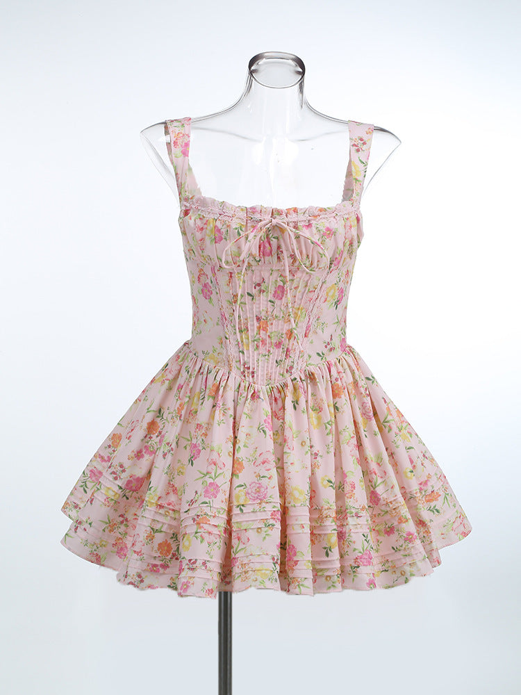 Women's Summer Sexy Floral Suspender Dress Elegant Dresses