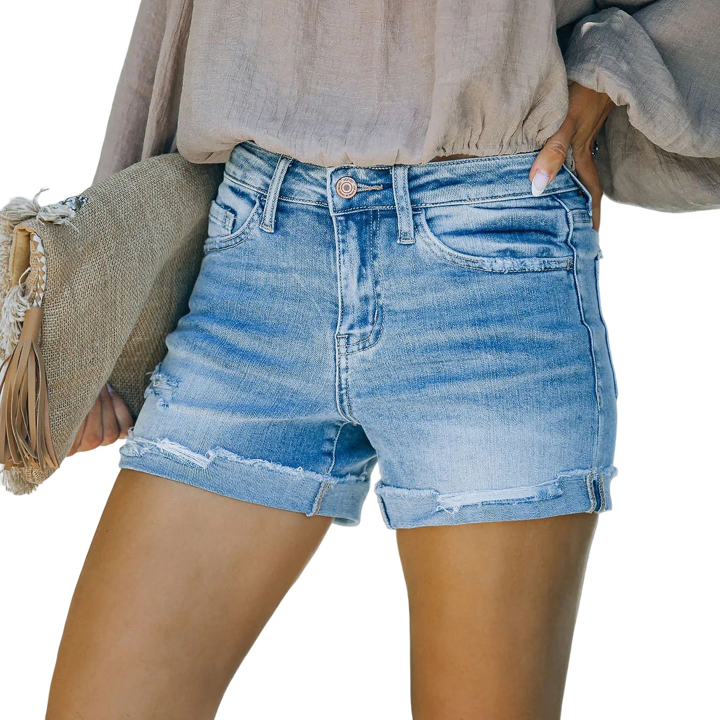 Women's Summer High Elastic Tight Ripped Super Jeans
