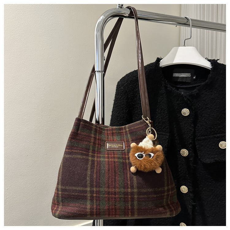 Women's Woolen Portable Winter Large Capacity Support Tote Bags