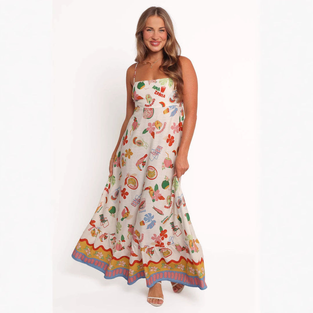 Temperament Elegant Simple Linen Sleeveless Suspender Dress