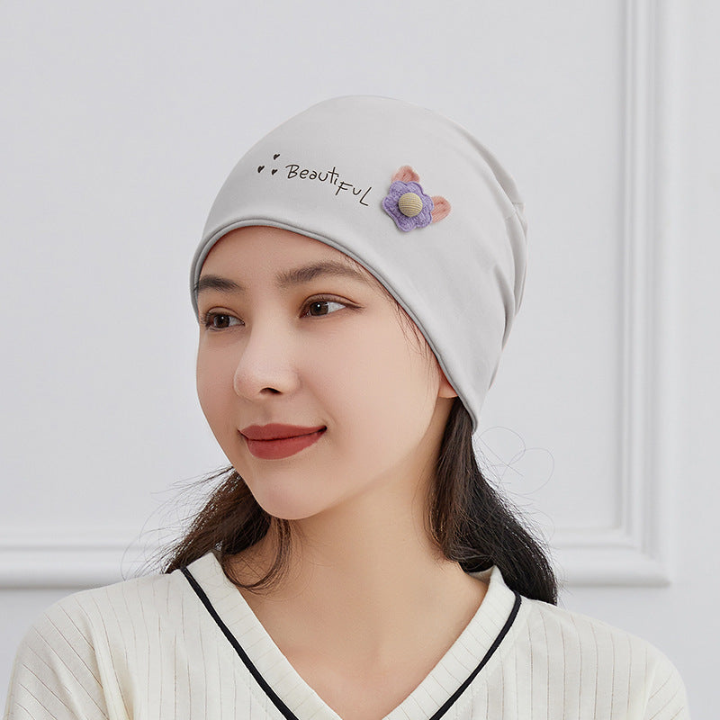 Women's Cotton Cartoon Flower Bear Confinement Headscarf Bags