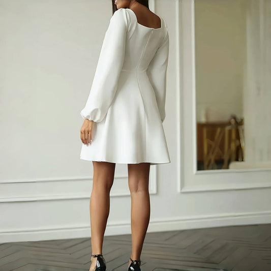 Women's Fashion Casual Solid Color Long-sleeved Bubble Dress