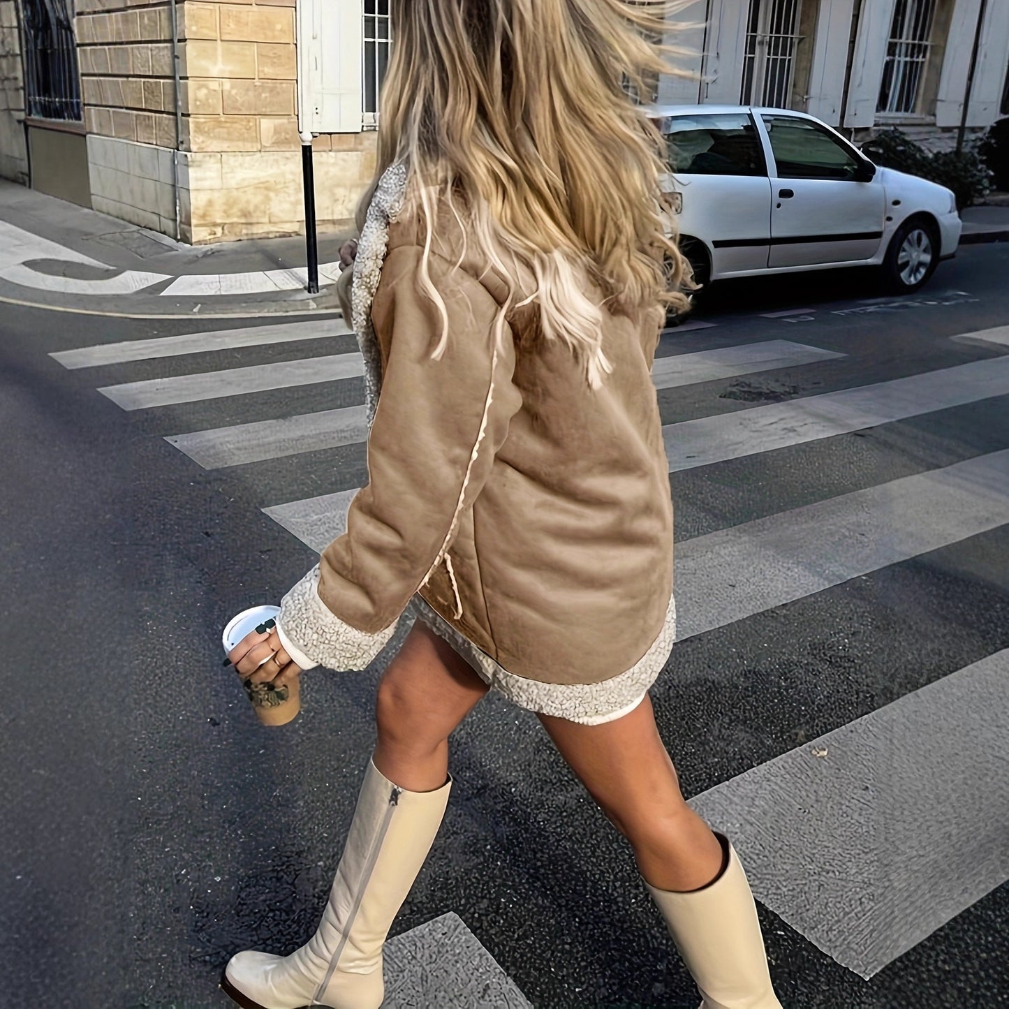 Fashion Polo Collar Plush Winter Warm Coats