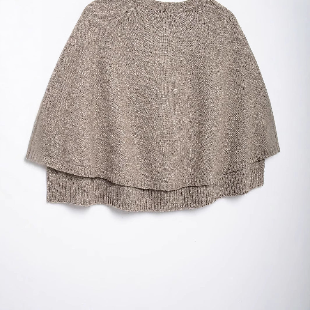 Women's Autumn Fashionable Cape Design Round Neck Coats