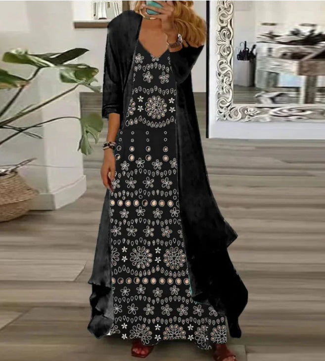 Women's Inner Dress Two-piece Floral Print Dresses