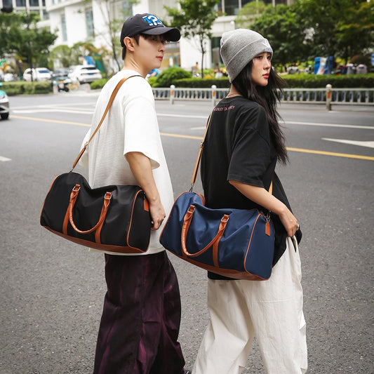 Women's Stitching Contrast Color Large Capacity Buggy Travel Bags