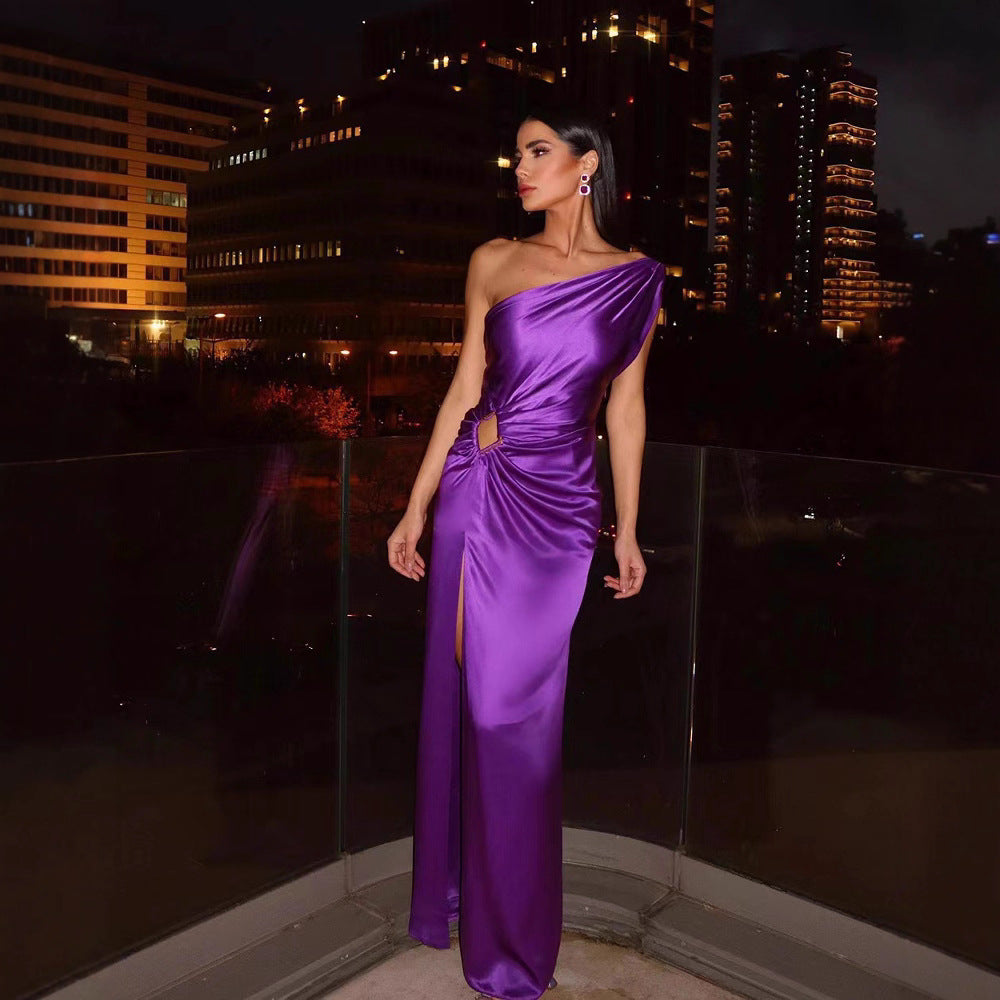 Fitted Waist High Temperament Commute Color Dresses