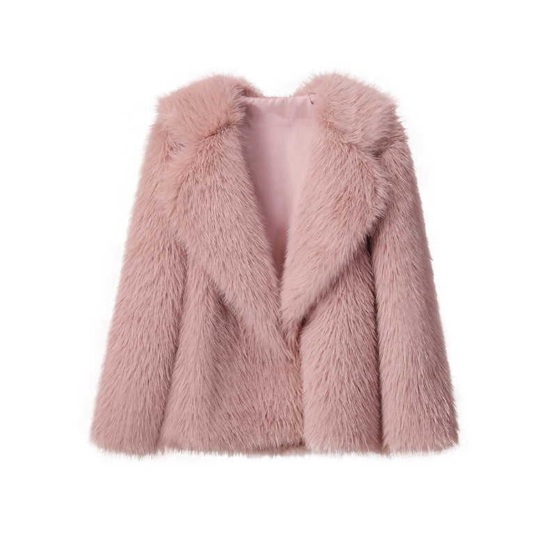 Women's Lapel Leather Fur Faux Loose Korean Coats