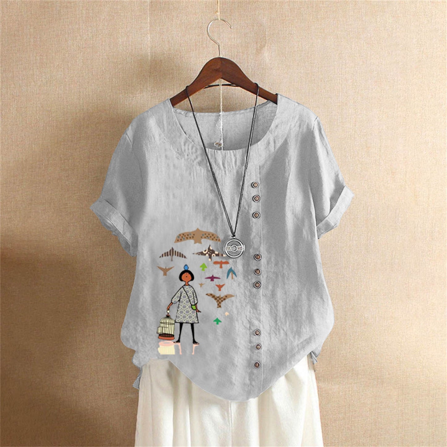Women's Retro Large Casual Loose Cotton Linen Shorts