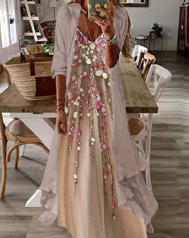 Women's Summer Print Holiday Suspender Dress Indian Style Dresses