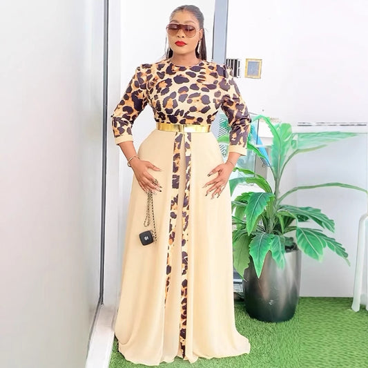 Elegant Commuter Leopard Splicing Chiffon Swing Blouses