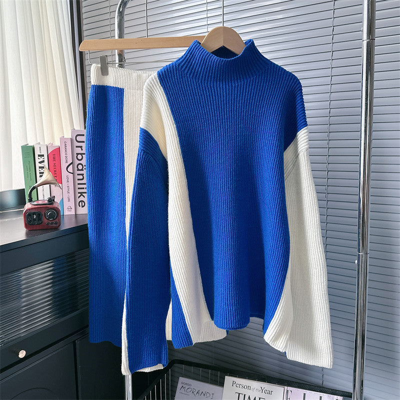 Women's Idle Style Design Color Matching Turtleneck Sweaters