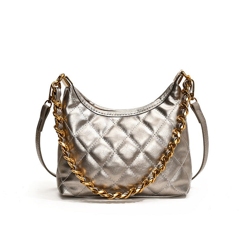 Women's Retro Diamond Style Chain Underarm Tote Bags