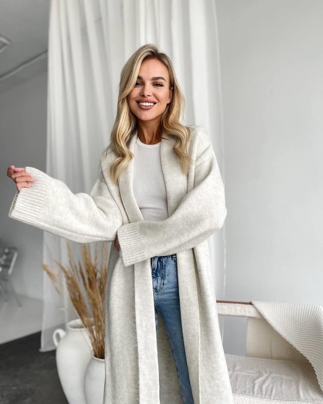Women's Stylish Elegant Collarless Long For Sweaters