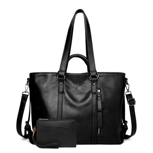 Women's Retro Oil Wax Skin Autumn Portable Tote Bags
