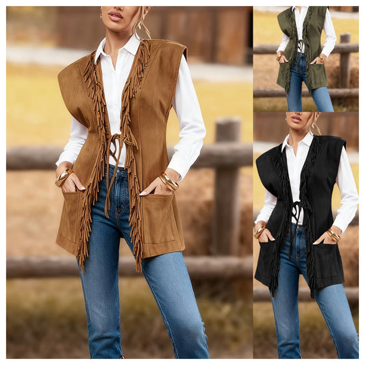Women's Western Denim Fashion Tassel Loose Casual Retro Cardigans