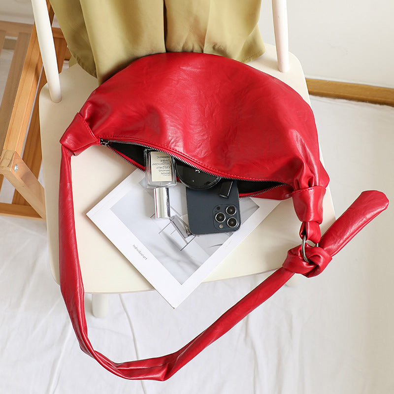 Style Retro Soft Leather Dumpling Croissant Bags