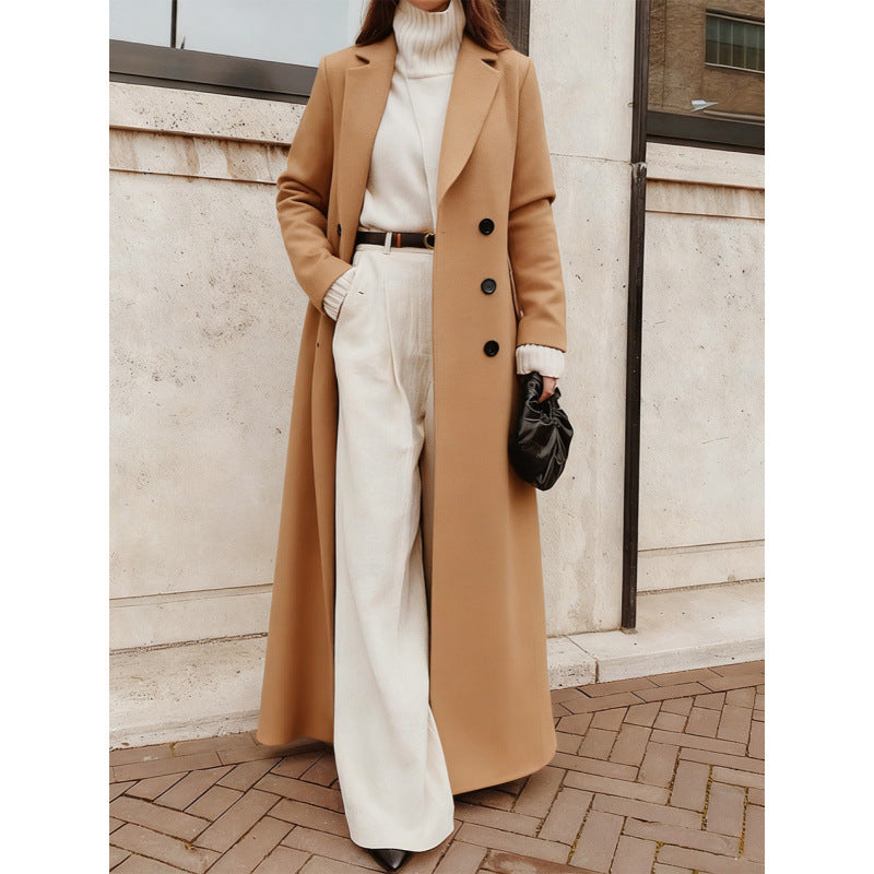 Women's Large Loose Casual Long Pure Color Coats