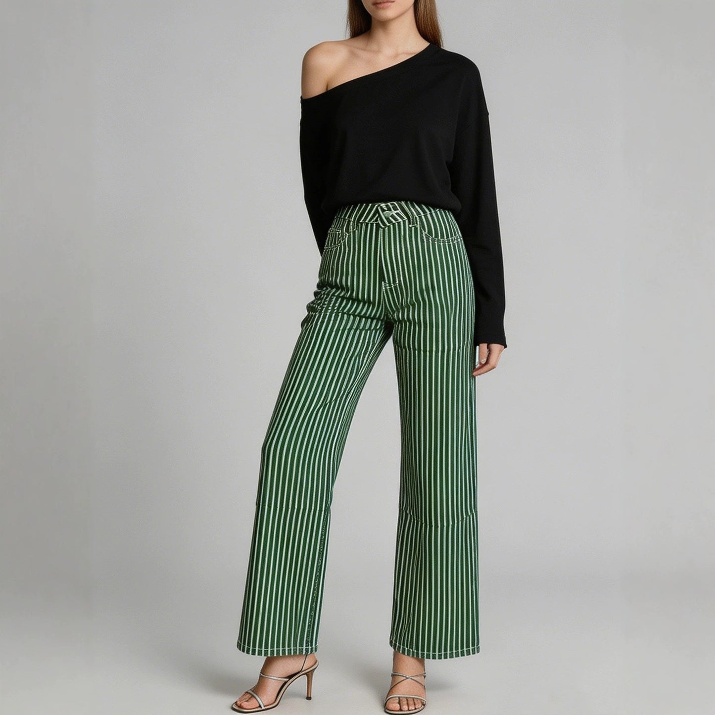 Innovative Source Stripe Fashion Design Casual Women's Jeans