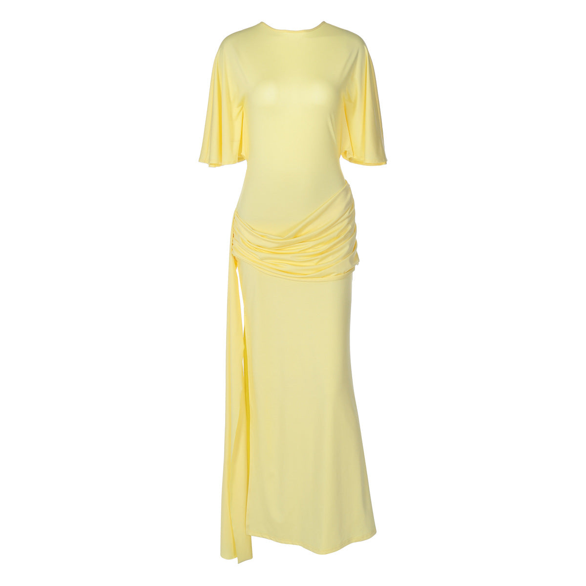 Women's French Style Design Fashion Backless Laminated Decoration Long Dresses